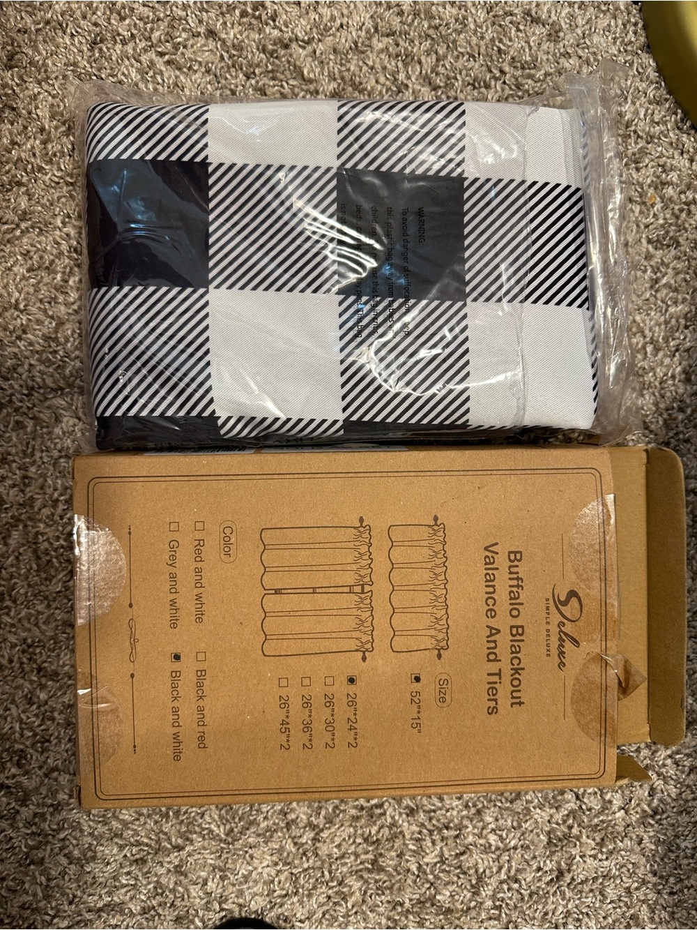 Buffalo Blackout Valance and Teirs Curtain Set